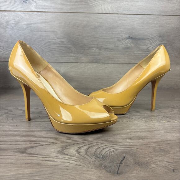 Christian Dior Beige Leather Peep Toe Stiletto Pump High Heels Women's 8 / 38.5 - Picture 2 of 11